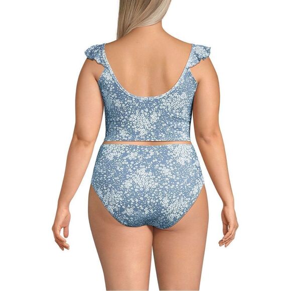 Land's End Two Piece Pique Ruffle Midkini and bottom Meadow Dixie floral Var - Picture 4 of 9